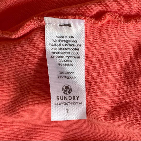 Sundry Ringer Racerback Cotton Terry Fabric Mini Orange Peach Dress Women Size S - Picture 7 of 8